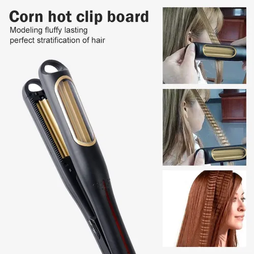 Miniatura 6 de Hann Plancha para prensar cabello automático, rizador de peinado esponjoso voluminizador, rizador de corrugado, antiestático, temperatura ajustable