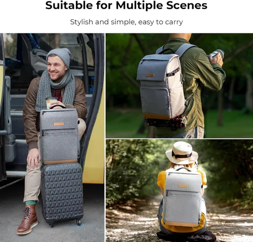 Miniatura 14 de K&F Concept Funda para cámara de 22L para fotógrafos, bolsas de cámara de gran capacidad con cubierta impermeable, compartimento para laptop de 15.6