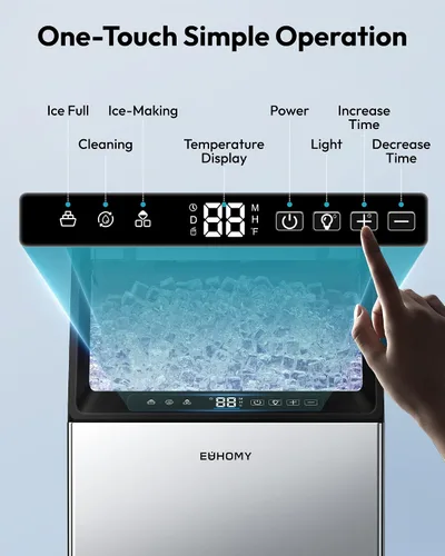 Miniatura 4 de EUHOMY Máquina de hielo para debajo del mostrador con bomba de drenaje, máquina de hielo comercial de 120 libras/24 horas, máquina de hielo de acero