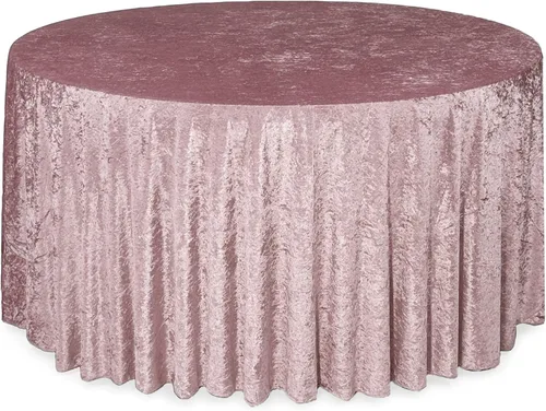 Miniatura 11 de YOUR CHAIR COVERS - Mantel redondo de terciopelo triturado de 120 pulgadas para mesas redondas de 5 pies - Azul polvoriento Azul empolvado