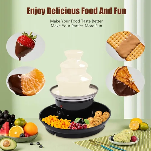 Miniatura 2 de Máquina de fuente de chocolate de 3 niveles con plato de fruta, fuente de fondue de chocolate para fiestas, entretenimiento en el hogar, diseño