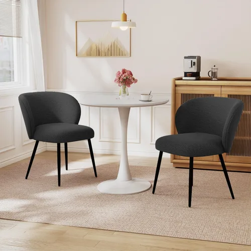 Miniatura 9 de Juego de 2 sillas tapizadas de tela, sillas de tocador de maquillaje, sillas decorativas modernas, sillas de comedor con patas de metal para cocina