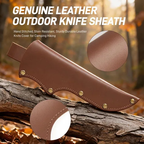 Miniatura 5 de Mora - Funda para cuchillo, funda de cuchillo de cuero marrón para cinturón con lazo de transporte vertical para cinturón, funda gruesa