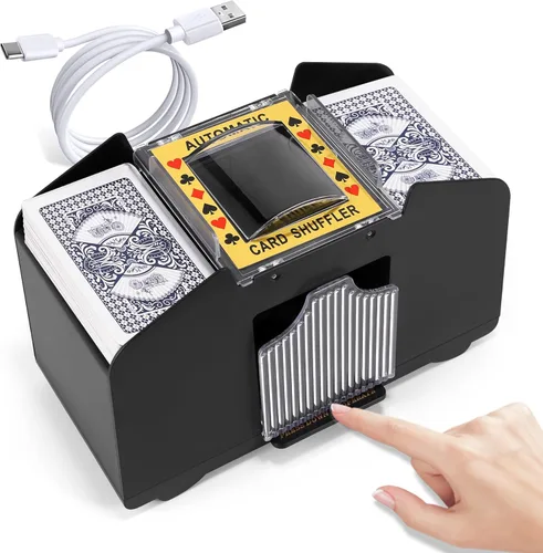 Barajador de cartas automático de 4 barajas, alimentación USB y funciona con pilas, barajador de cartas para ONU, póker, juegos de cartas caseros