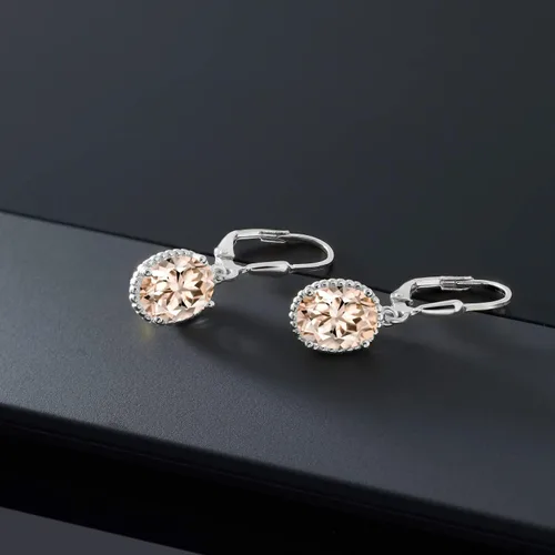 Miniatura 35 de Gem Stone King Aretes colgantes de gota para mujer, plata de ley 925, piedra natal ovalada de 0.354 x 0.276 in, joyería fina, regalos para ella