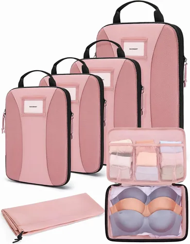 BAGSMART Cubitos de embalaje de compresión, 6 cubos de embalaje para maletas, organizador de bolsas de viaje para equipaje, cubo de embalaje ligero