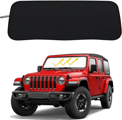 Protección Solar para Parabrisas para Jeep Wrangler JL JLU 2018-2026 y Jeep Gladiator 2020-2026 310T Poliéster Cubierta Completa Plegable Protector