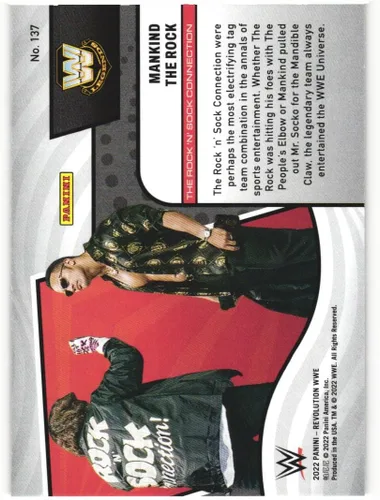 Miniatura 2 de DWAYNE The Rock JOHNSON MANKIND The Rock 'N Sock Connection 2022 Panini Revolution WWE #137 Card Lucha Libre Profesional