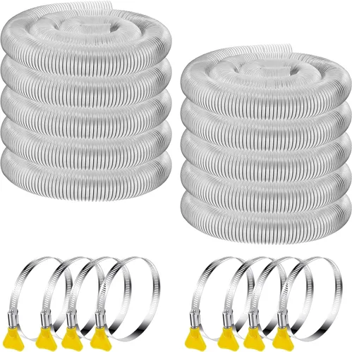 Miniatura 10 de Amylove Manguera de recogida de polvo de PVC pesado de 2.5 pulgadas, 10 pies, manguera flexible de PVC transparente con bobina de alambre de acero