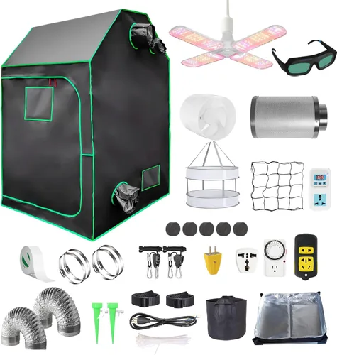 Miniatura 10 de Kit completo de tienda de cultivo de 4 x 4 pulgadas de Mylar de alta reflectancia para interiores de 48 x 48 x 80 pulgadas + luz LED para cultivo