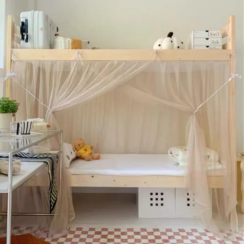 Miniatura 12 de 4 postes esquineros para dormitorio de estudiantes, litera, mosquitera, cortinas de cama para dormitorio, escuela, universidad, decoración de Rosa
