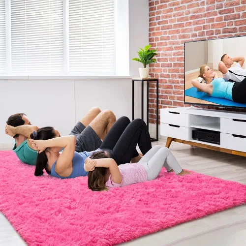 Miniatura 8 de Amearea Alfombra de Área Peluda Esponjosa para Dormitorio de Niñas Sala de Estar, Extra Suave y Difusa Alfombras Peludas, Antideslizante, Alfombra