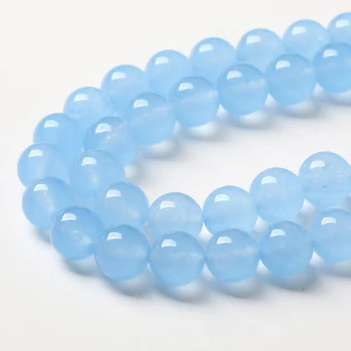 Miniatura 4 de Cuentas de piedra de calcedonia natural azul de 0.472 in para hacer joyas, cuentas redondas de jades, accesorios de pulsera, 32 unidades Azul