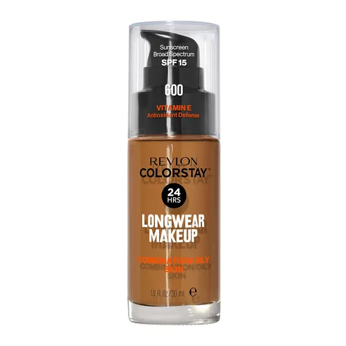 Miniatura 37 de Base líquida de Revlon ColorStay Maquillaje facial para piel mixta y grasa, SPF 15, cobertura media-completa con acabado mate, beige solar (392), 1