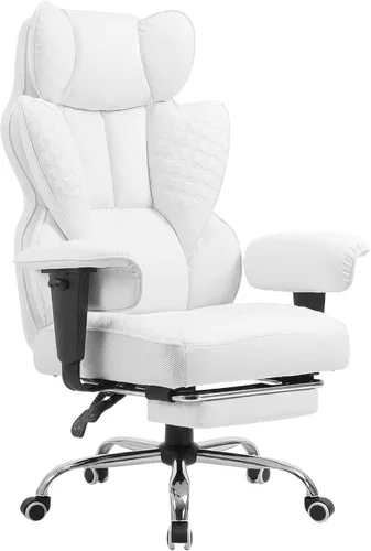 COMHOMA Silla de Oficina de Escritorio 400LBS Sillas de Oficina Grandes y Altas Sillas Ergonómicas para Juegos con Asiento Ancho Silla de Cuero de