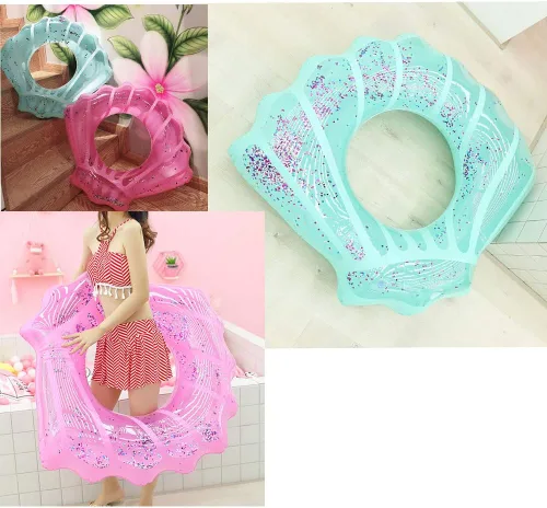 Miniatura 2 de ZaH Anillos de natación de concha para niños y adultos, anillo de natación inflable, balsa, tubo de natación de agua, decoración de fiesta de verano