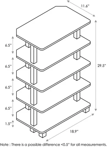 Miniatura 2 de Furinno Turn-N-Tube - Estantes de almacenamiento, estante para libros de 5 niveles, estante esquinero, estantes abiertos sin herramientas