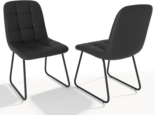 HIPIHOM Juego de 2 sillas de comedor, modernas sillas de comedor de piel sintética para cocina, sala de estar, comedor (2 negras)