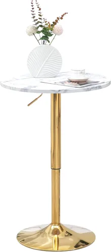Miniatura 9 de Finnhomy Mesa redonda de bar de cóctel de 24 pulgadas con base de metal, mesa alta de pub bistró, altura de barra ajustable de 27.9 a 35.4 pulgadas