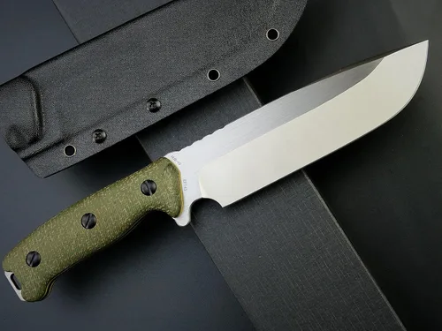 Miniatura 3 de Eafengrow EF143 Cuchillo de hoja fija con hoja de acero AUS-10, mango de Micarta, tanga completa, herramienta EDC, cuchillo recto para trabajo, Verde