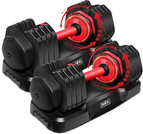 Miniatura 9 de Yes4All Mancuernas ajustables individuales de 25/55 libras, pesas 5 en 1 con mango de esfera de un segundo para diferentes niveles de entrenamiento