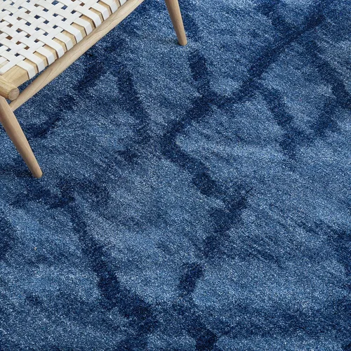Miniatura 7 de SAFAVIEH Retro Collection - Alfombra decorativa de 2 pies 3 pulgadas x 5 pies, azul y azul oscuro, diseño abstracto moderno, no desprende pelusa