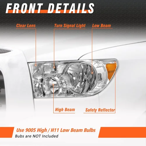 Miniatura 3 de para conjunto de faros delanteros Toyota Tundra 2007-2013 (modelos sin nivelación de faros)/ faro delantero Toyota Sequoia 2008-2017