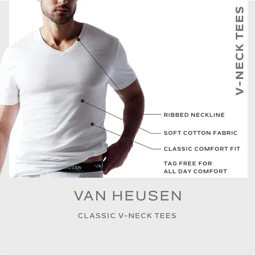 Miniatura 3 de Van Heusen Camisetas para hombre Camisetas suaves y transpirables con cuello en V (paquete de 4)