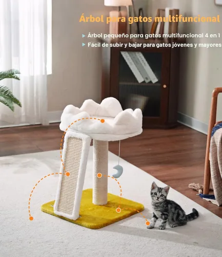 Miniatura 2 de Happi N Pets Nueva torre de árbol en forma de nube para gatos, poste para rascar con cama, árbol pequeño para gatos, torre compacta para gatos