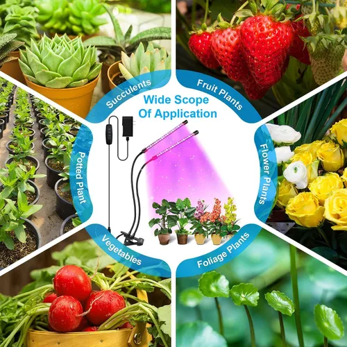 Miniatura 4 de bseah Luz de cultivo de plantas para plantas de interior, paquete de 2, luz de crecimiento interior de espectro completo, temporizador de encendido