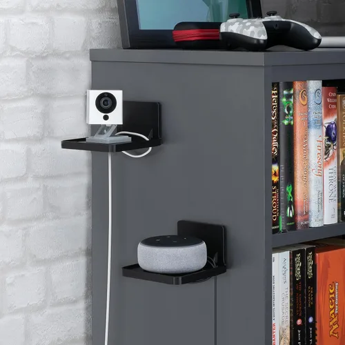 Miniatura 2 de BRAINWAVZ Estante de montaje en pared sin taladros para cámaras de seguridad, monitores de bebé, altavoces y más, soporte universal, fuerte