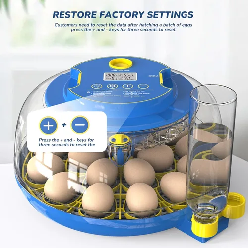 Miniatura 8 de Incubadora para incubar huevos con giro automático de huevos y control de temperatura/humedad, incubadora de 18 huevos para huevos de Azul glaciar