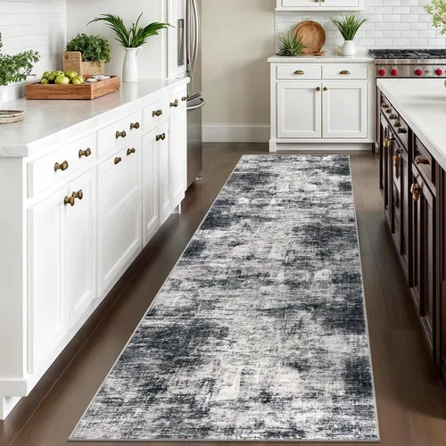 Miniatura 628 de IOHOUZE Alfombra abstracta lavable de 3 x 12 pies para pasillos, antideslizante para cocina, camino de entrada de lana sintética para interiores