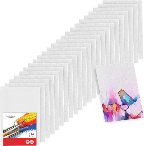 Miniatura 18 de Artlicious Lienzos pequeños para pintar, paquete de 12, tableros de lienzo blanco en blanco de 4 x 6 pulgadas, paneles de arte 100% algodón, mini