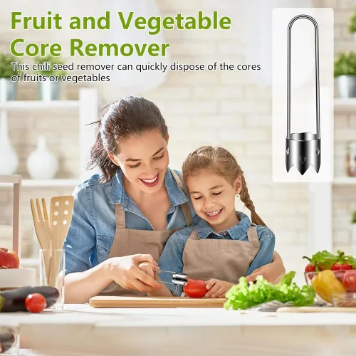 Miniatura 3 de Herramienta de descorchador de frutas y verduras, herramienta de descorchador de semillas de pimiento rojo 2025 de acero inoxidable mejorada
