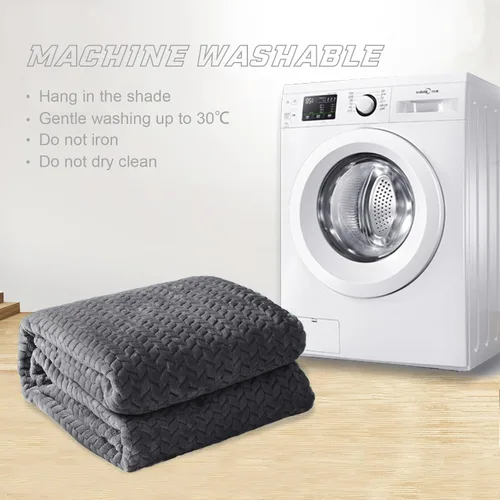 Miniatura 8 de Exclusivo Mezcla - Manta de forro polar de tamaño Queen para cama, 90x90 pulgadas, mantas suaves y acogedoras de franela jacquard, ligeras y Gris