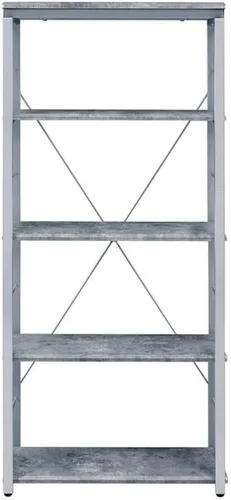 Miniatura 7 de Acme Jurgen - Estantería rectangular de 5 niveles de madera, color gris y plateado