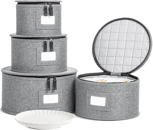 Miniatura 8 de storageLAB Contenedores de almacenamiento de China, carcasa rígida con divisores de fieltro para placas de carga y platos, ideal para organización