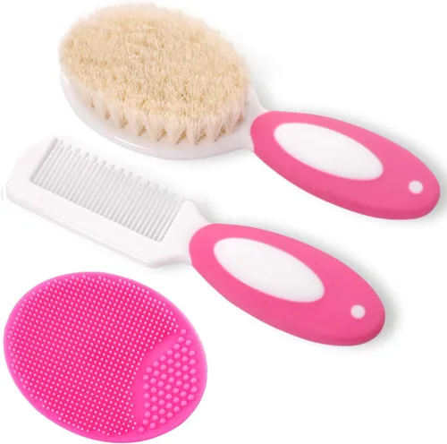Miniatura 8 de Juego de cepillo y peine para el pelo del bebé para recién nacidos y niños pequeños Cerdas de cabra suaves naturales Ideal para la cuna Regalo