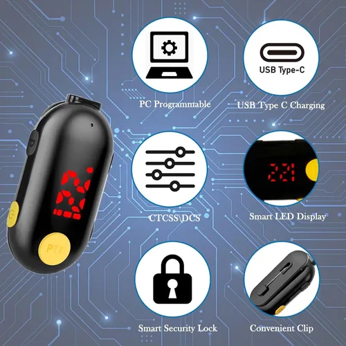 Miniatura 3 de T-M9 Walkie Talkies Super Mini con Auriculares, Transceptor FM Portátil Pequeño, Mini Radios de Dos Vías para Seguridad, Restaurante, Lugar
