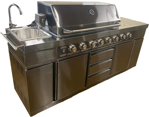Parrilla de cocina de acero inoxidable 3 en 1 negro para barbacoa al aire libre, isla de cocina, gas licuado de gas licuado de gas licuado de gas