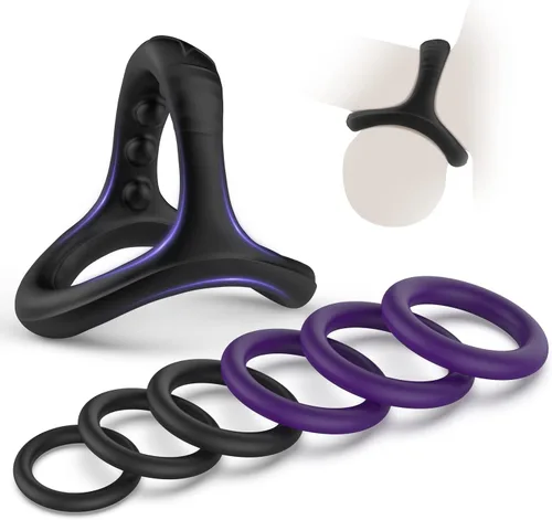 Miniatura 8 de Juego de anillos de silicona para el pene con 10 tamaños diferentes para mejorar la erección, juguete sexual para hombres más fuertes de larga