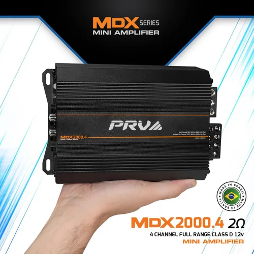 Miniatura 2 de PRV Audio MDX2000.4 Amplificador de Audio para Automóvil Mini de 4 Canales de 2 Ohmios 4 x 500 Vatios RMS a 2 Ohmios - Amplificador Puenteable