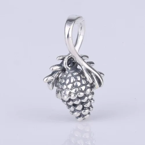 Miniatura 3 de Dijes de piñas de plata de ley 925 con cuentas de Navidad para pulsera europea, Plata esterlina, Circonita Cúbica