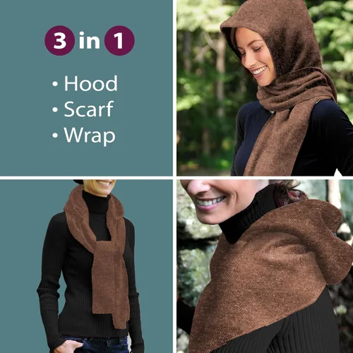 Miniatura 2 de Bufanda con capucha y forro polar, bufanda de invierno para mujer
