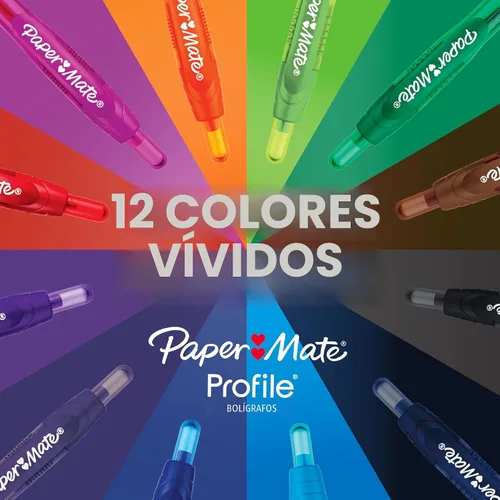 Miniatura 7 de Paper Mate Profile - Bolígrafos retráctiles de punta redonda (1.4mm), azul, 12