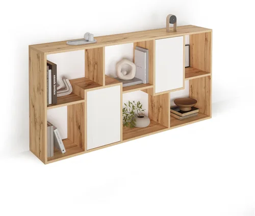 Miniatura 49 de Mobili Fiver, Iacopo XS Estantería con puertas de panel (63.31 x 31.5 pulgadas), color negro Ashwood, Made in Italy
