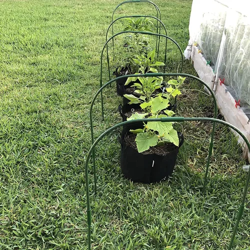 Miniatura 7 de Aros de Jardín Túnel de Cultivo para Camas Elevadas, 6 Juegos 25.6" x 31.5" Aros de Invernadero de Acero Resistente al Óxido, Marco de Estacas