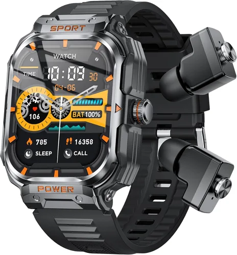 Reloj inteligente militar con auriculares para hombres y mujeres, pantalla táctica de 2 pulgadas, modos deportivos, rastreador de fitness,