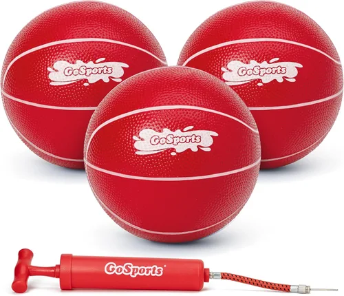 GoSports Balones de baloncesto para piscina, paquete de 3, ideales para aros de baloncesto flotantes de agua, elige pelotas de baloncesto rojas o